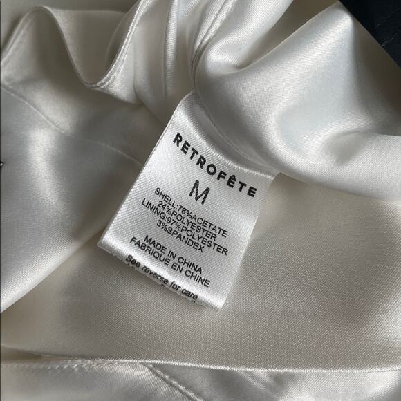 Retrofete Jagger Halterneck High Slit Open Back Satin White Maxi Dress Sz M - Picture 12 of 12